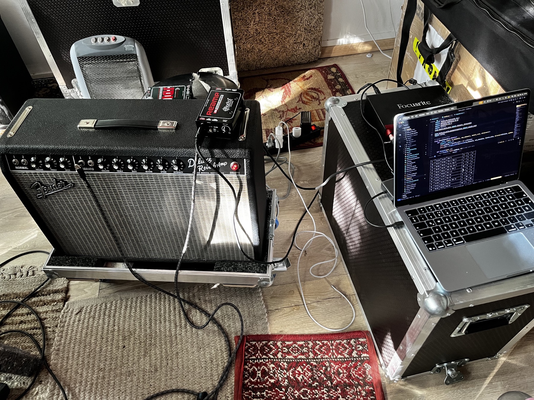 Original Deluxe Reverb amp and recording setup used for ToneKeep capture work